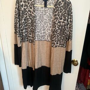 Daytrip Animal Print Color Block Cardigan